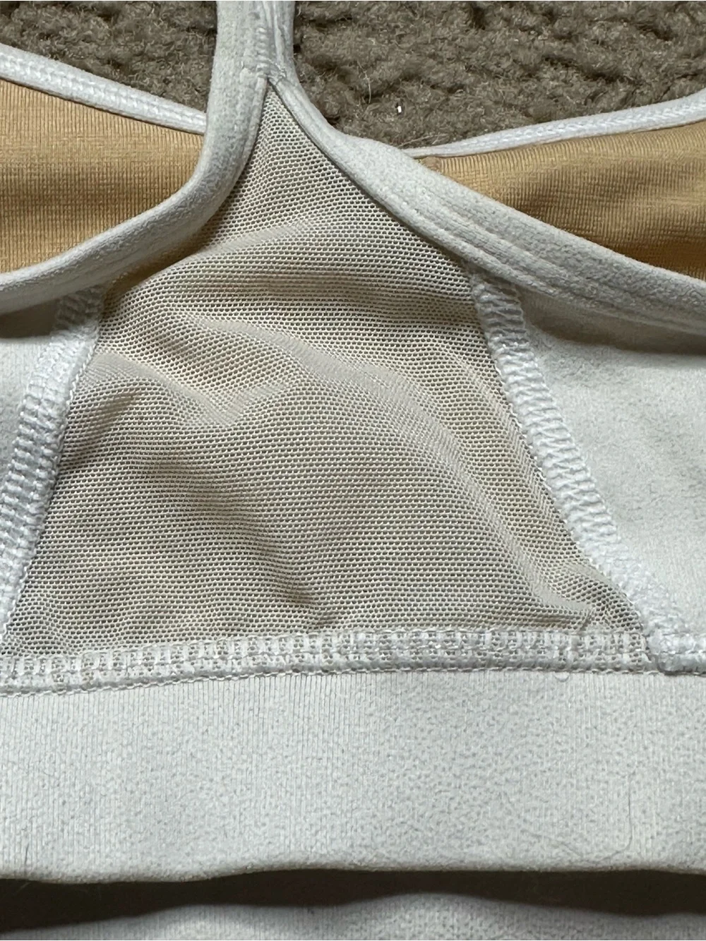 Lululemon White  Soft Cotton Bralette Size 8 pre-owned  – Racerback Comfort